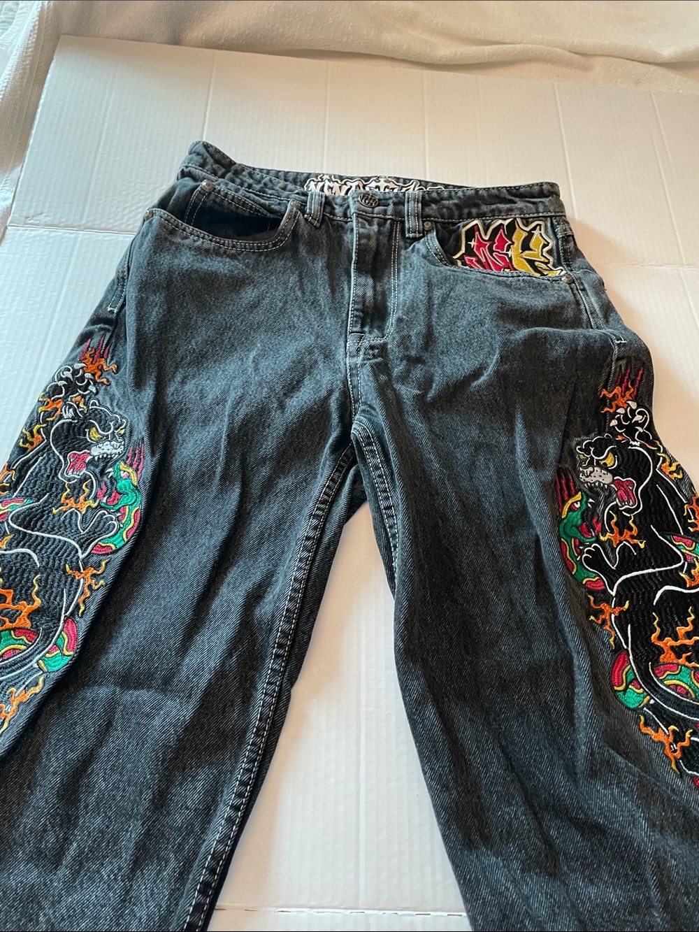 Ambush North Hall Black Dragon Panther Snake Skater Jeans for Men Vintage